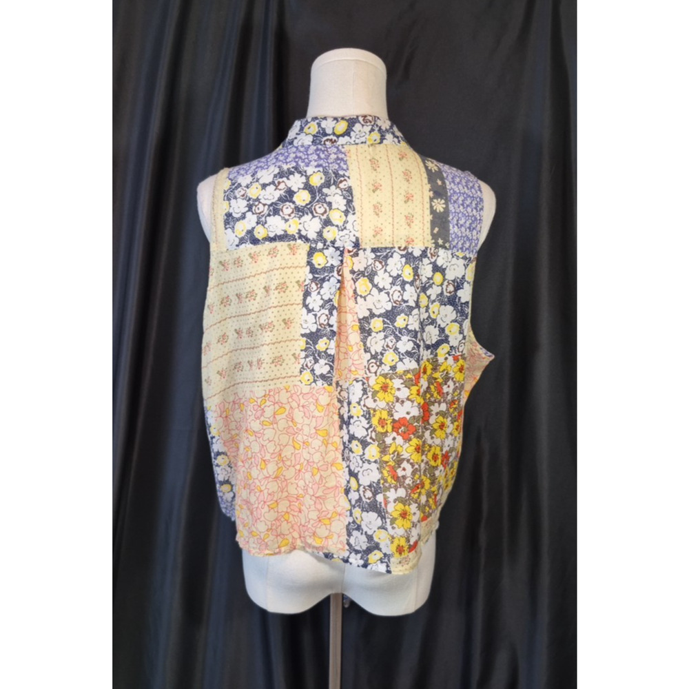 Natural Life Lola Patchwork Floral Tie Front Blouse Orange Blue Multi Large - Picture 7 of 10